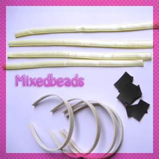 Plastic Headbands with Yellow Satin Covers Hair Band Kit 9/16 