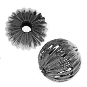  Gunmetal Plated Corrugated Round Beads 8mm (10) Arts 