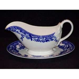 Spode Delamere Blue Gravy Boat With Tray   2 Pc  Kitchen 