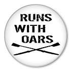RUNS WITH OARS rower crew pin button badge boat rowing