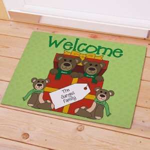  Teddy Bear Family Personalized Doormat Patio, Lawn 