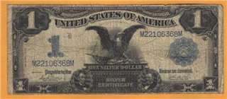 1899 Black Eagle $1 One Dollar Silver Certificate Large Note Parker 