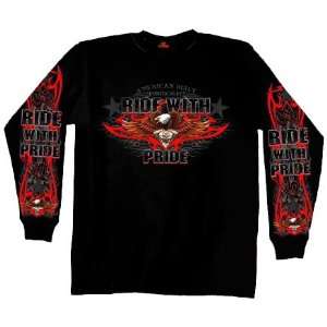  Leathers Black Large Ride with Pride Long Sleeve T Shirt: Automotive