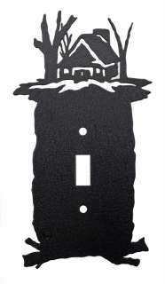 Woodsy Cabin Black Metal Single Light Switch Plate Cover  