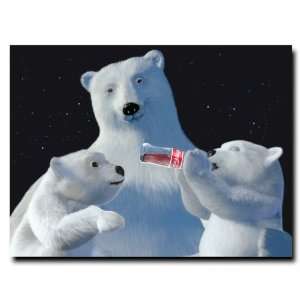  Coke Polar Bear with Cubs and Coke Bottle   18 x 24 Inches 