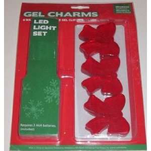  Red Bow Gel Window Clings with LED Lights, Set of 6