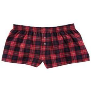   Plaid Flannel Bitty Boxer Shorts RED/BLACK AXL: Sports & Outdoors