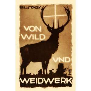 : 1926 Photogravure Ludwig Hohlwein Von Wild und Weidwerk Staby Book 