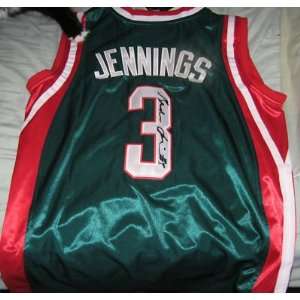  Brandon Jennings Autographed Jersey   COA Lg: Sports 