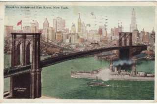 Antique POSTCARD c1922 Brooklyn Bridge NEW YORK, NY NYC  