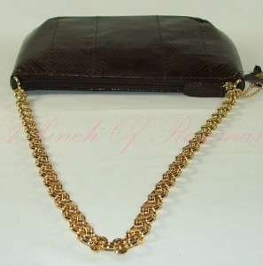   bloomingdale s snake embossed leather chain small bag purse brown new