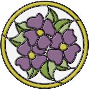   99441 Peel & Stick Pansy Medallion Stained Glass Appliqué, Amethyst