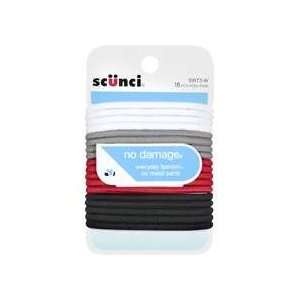   : Scunci: White, Grey, Red & Black Elastic Hair Bands, 18 ct: Beauty