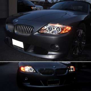 03 08 BMW Z4 LED CHROME CLEAR HALO PROJECTOR HEADLIGHTS  