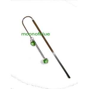   Crystal Dangle Double Heart Bookmark   Green: Office Products