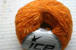 1sk Ice mohair blend ribbon carrot orange 159yds  