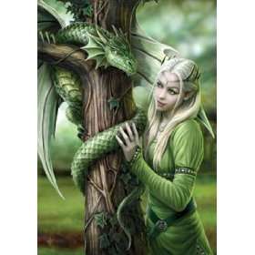 Kindred Spirits  Anne Stokes Girls & Dragons Greetings Card