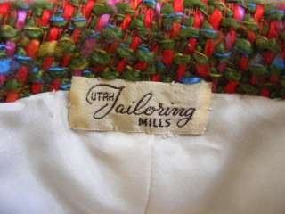   Multi Colored TWEED WEAVE Wool PILLBOX Hat Utah Tailoring Mills  