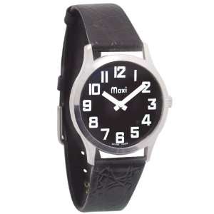  Mens Low Vision 1 12 Manual Watch Blk Chrome Leather 