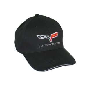  C6 Corvette Sandwich Brim Fitted Hat   Black: Automotive