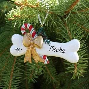  Dog Bone Personalized Christmas Ornament: Home & Kitchen