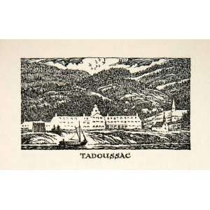  1947 Lithograph Tadoussac Quebec Canada Saguenay River 