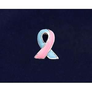   Pink and Blue Ribbon Pin   Silver Trim Tac (50 Pins): Everything Else