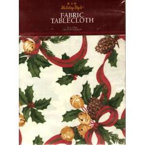   Style Christmas Bows and Holly Fabric Tablecloth: Everything Else