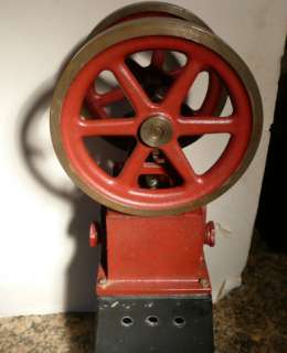 vintage large model vertical steam engine twin wheels with base and 