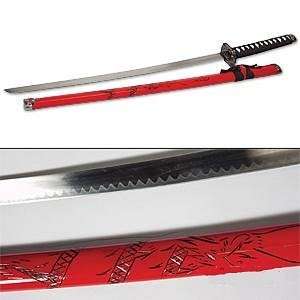  RED Katana Samurai Sword with BLACK Dragon Sports 