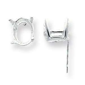  6 Sterling Silver 4 Prong Oval Post Earrings