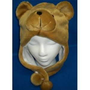  Tan Bear Animal Hat Warm Plush Fleece Winter Ski Cap Ear 