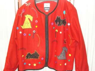   Jacket by Yak Magik XL  Beads,Buttons,Dogs  BLOW OUT SALE PRICE  