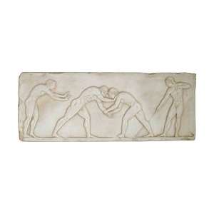  Greek Wrestlers Fighting Long Wall Relief