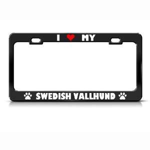 Swedish Vallhund Paw Love Heart Pet Dog Metal license plate frame Tag 