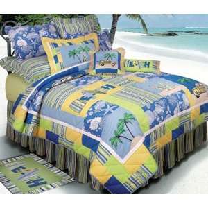   Surfers Bay 64 x 86 Quilt with Beach Surfboard Design