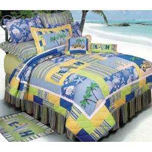   Surfers Bay 64 x 86 Quilt with Beach Surfboard Design: Home & Kitchen