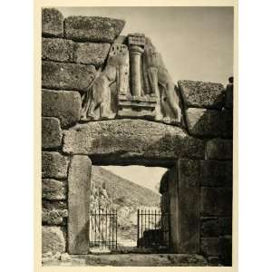  1937 Lion Gate Mycenea Archaeology Greece Photogravure 