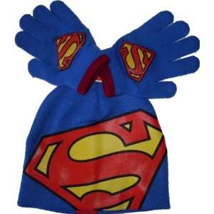  Superman: S Shield Beanie with Gloves   Kids: Toys & Games
