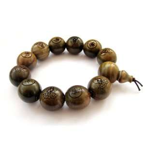   19mm BIG Green Sandalwood Beads Tibetan Buddhist Prayer Mala: Jewelry