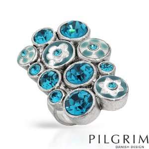 Genuine Pilgrim Skanderborg, Denmark (TM) Ladies Ring. Blue Crystal 