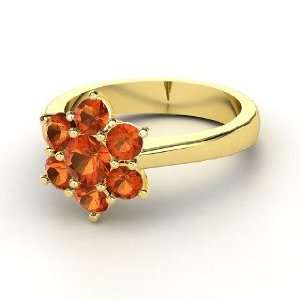  Posy Ring, Round Fire Opal 14K Yellow Gold Ring Jewelry