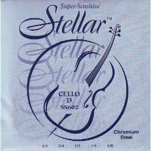 Super Sensitive Cello D Stellar Chromium Steel 1/4 Size, SS602 1/4