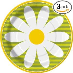  Design Daisy Crazy Round Dessert Plate, 8Count, 8 (Pack of 3 