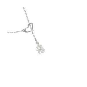   Chinese Symbol Good Luck Silver Plated Heart Lariat Charm Necklace