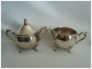 LEONARD SILVERPLATED CREAMER AND SUGAR BOWL WITH LID  