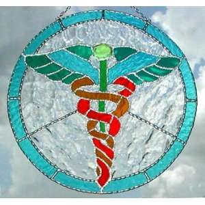  Caduceus   Doctor Symbol Stained Glass Suncatcher 