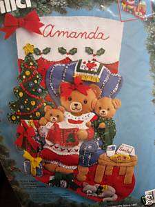 Bucilla Felt Stocking Kit,TEDDY FAMILY CHRISTMAS,NIP  