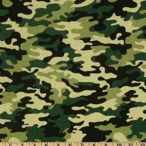  44 Wide Camo Small Green Fabric By The Yard: Arts 