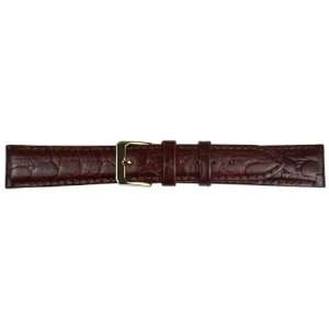   Mens 17mm Brown Crocodile Grain Calfskin Leather Watch Strap: Jewelry